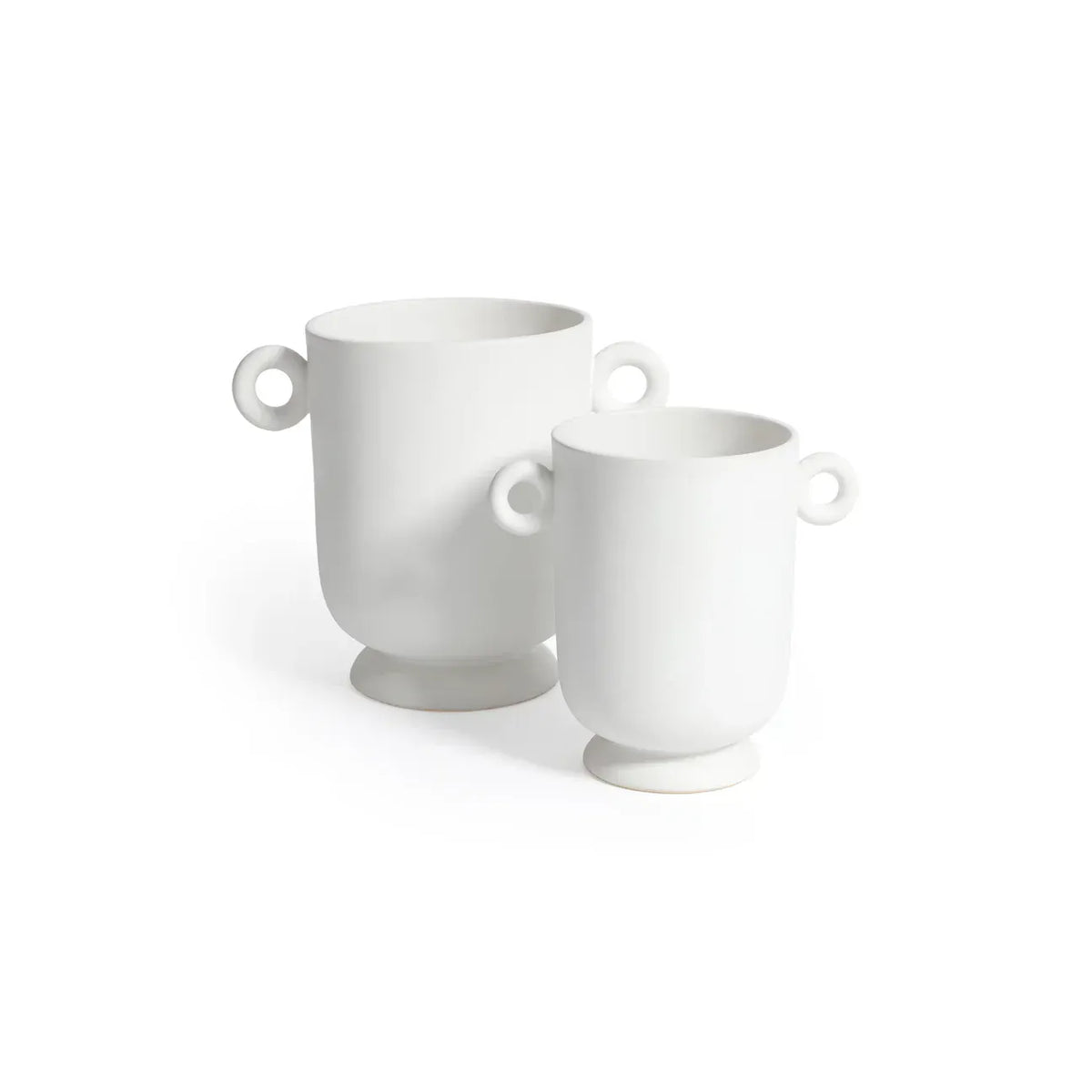 Zodax White Ceramic Planter / Vase with Loop Handles Pots & Planters