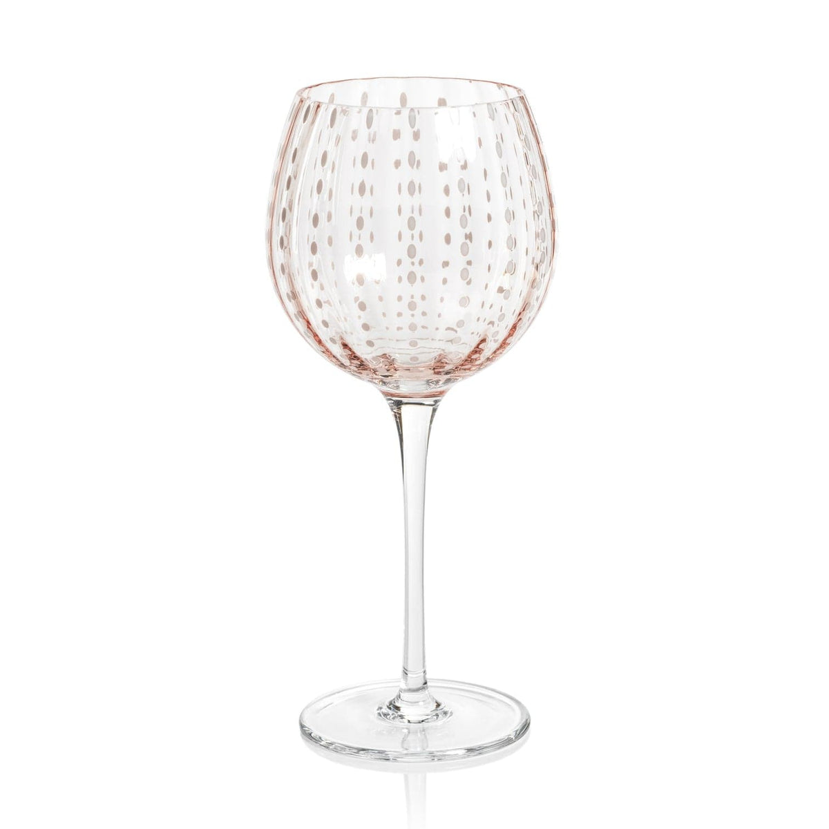 Zodax Wine Glass Portofino White Dot Glassware- Pink Glassware CH-6726