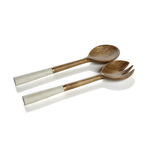 Zodax Wood and Marble Salad Server IN-6852